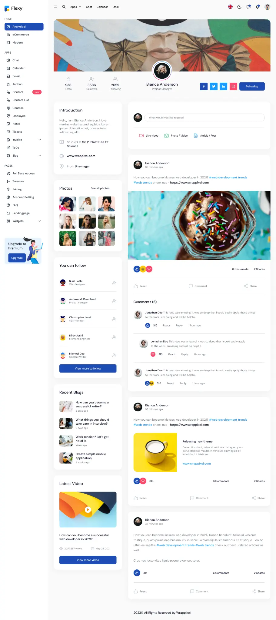 Flexy desktop SaaS dashboard interface